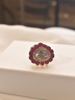 Peach Tassels - Red Stone Finger Ring