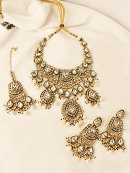Peach Tassels - Bridal Heavy Kundan Necklace Set