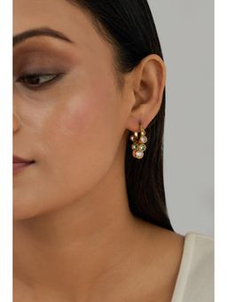 AMOSSH - Waterproof 18k Gold Plated Cluster Earrings with Dangling Stones