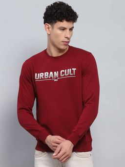 Monte Carlo - Mens Typography Maroon Round Neck Full Sleeve Sweatshirt