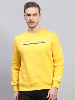 Monte Carlo - Mens Printed Yellow Round Neck Full Sleeve Sweatshirt