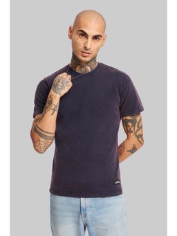 UNDERRATED CLUB - Solid Navy Blue Acid Washed T-Shirt