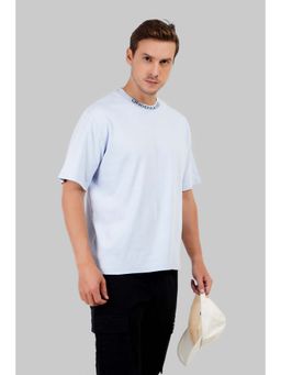 UNDERRATED CLUB - Powder Blue Neck Logo Oversized T-Shirt