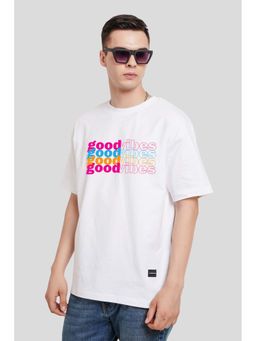 UNDERRATED CLUB - Good Vibes White Typographic T-Shirt