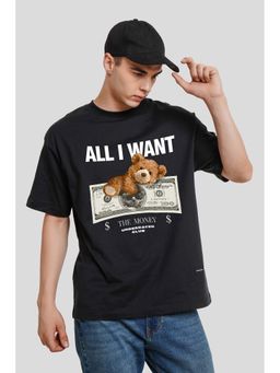 UNDERRATED CLUB - All I Want Black Graphic Printed Oversized T-Shirt