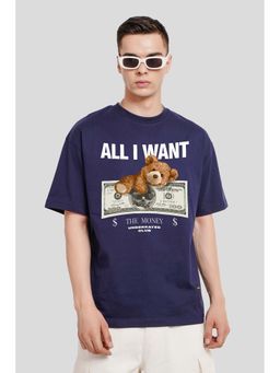 UNDERRATED CLUB - All I Want Navy Blue Graphic Printed T-Shirt