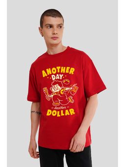 UNDERRATED CLUB - Another Day Another Dollar Red Graphic Printed T-Shirt