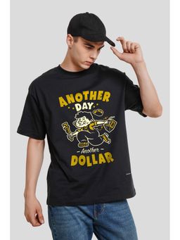 UNDERRATED CLUB - Another Day Another Dollar Black Graphic Printed Oversized T-Shirt