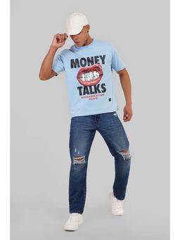 UNDERRATED CLUB - Money Talks Powder Blue Graphic Printed T-Shirt