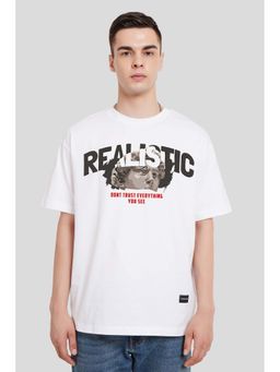 UNDERRATED CLUB - Realistic White Graphic Printed T-Shirt
