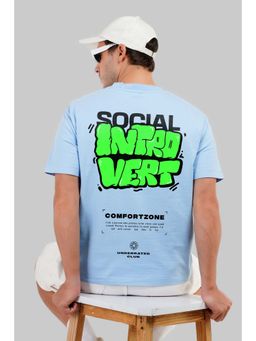 UNDERRATED CLUB - Social Introvert Powder Blue Typographic T-Shirt