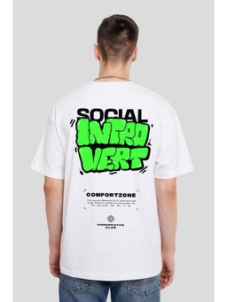 UNDERRATED CLUB - Social Introvert White Typographic Oversized Fit T-Shirt