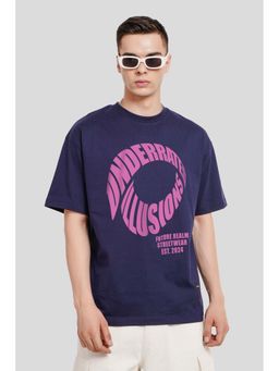 UNDERRATED CLUB - Underrated Illusions Navy Blue Typographic T-Shirt