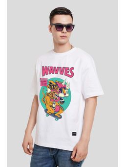 UNDERRATED CLUB - Wavves White Graphic Printed Oversized Fit T-Shirt