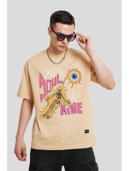 UNDERRATED CLUB - Your Soul Is Mine Beige Graphic Printed T-Shirt
