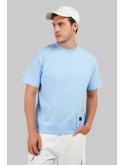 UNDERRATED CLUB - Solid Powder Blue Half Sleeves Oversized Fit T-Shirt