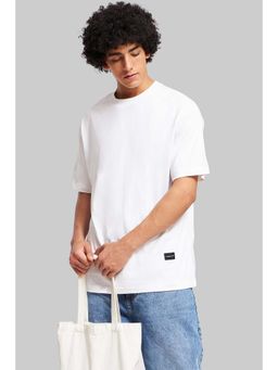 UNDERRATED CLUB - Solid White Half Sleeves Oversized Fit T-Shirt