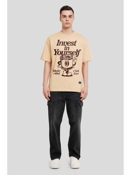 UNDERRATED CLUB - Invest In Yourself Beige Oversized Fit T-Shirt