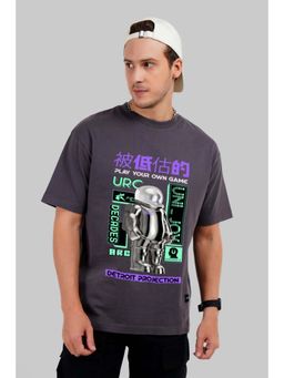 UNDERRATED CLUB - Urc Space Suit Dark Grey Oversized Fit T-Shirt
