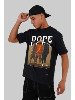 UNDERRATED CLUB - Dope Graphic Printed Black Oversized Fit T-Shirt