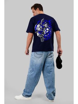 UNDERRATED CLUB - Warrior Graphic Printed Navy Blue Oversized Fit T-Shirt