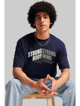UNDERRATED CLUB - Strong Body Navy Blue Oversized Fit T-Shirt