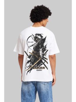 UNDERRATED CLUB - Fighter Samurai White Oversized Fit T-Shirt
