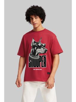 UNDERRATED CLUB - Snooper Dog Red Oversized Fit T-Shirt