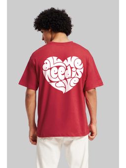 UNDERRATED CLUB - All You Need Is Love Red Oversized Fit T-Shirt