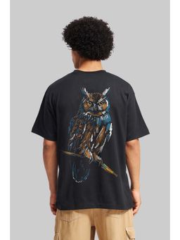 UNDERRATED CLUB - Owl Black Oversized Fit T-Shirt