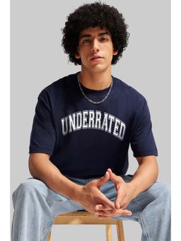 UNDERRATED CLUB - Underrated Curve Navy Blue Oversized Fit T-Shirt