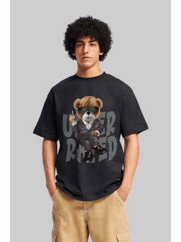 UNDERRATED CLUB - Underrated Teddy Black Oversized Fit T-Shirt