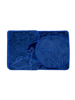 EZ Life - Luxe Sea Life Rashe Emboss 3 Piece Bathroom Mats Set (L 80 x W 50 cms)