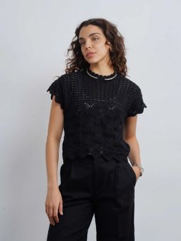 Cove and Lane - Crochet Black Top