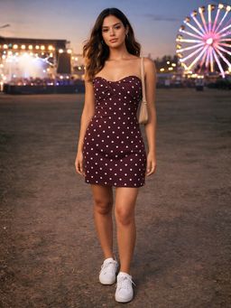 Don’t be basic - Brown Polyester Polka Dots Bodycon Dress