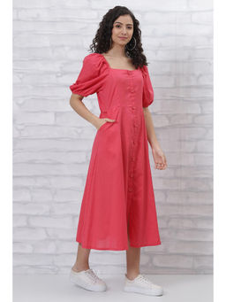 Rangriti - Coral Solid Dress