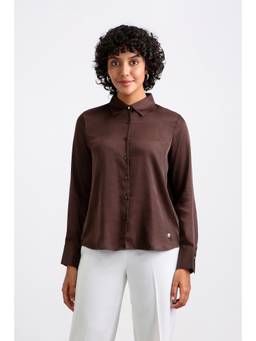 Allen Solly - Women Brown Solid Full Sleeves Shirt