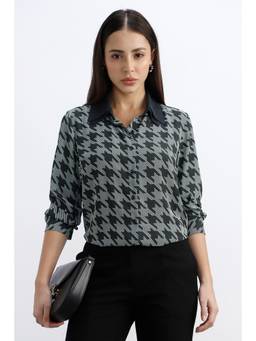 Allen Solly - Women Black Print Long Sleeves Shirt