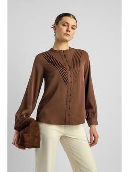 Van Heusen - Women Brown Solid Full Sleeves Formal Shirt
