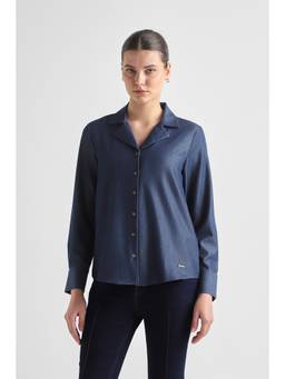 Van Heusen - Women Navy Solid Long Sleeves Casual Shirt