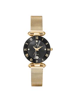 Jacques Du Manior - Coupole Mesh Swiss Made Analogue Black Round Dial Womens Watch- Rcm.30