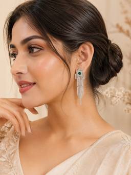 AANURA - Emerald Crystal Art Deco Drop Earrings