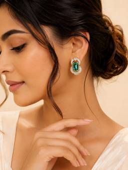 AANURA - Emerald Halo Iridescent Crystal Stud Earrings