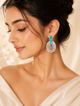 AANURA - Emerald Teardrop Multi-Hoop Dangle Earrings
