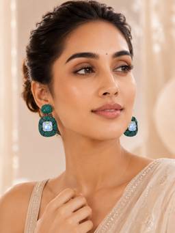 AANURA - Emerald Pave And Crystal Drop Earrings