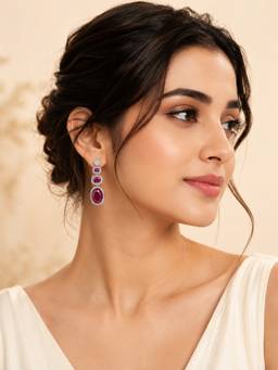 AANURA - Emerald Cascade Triple Dangle Earrings