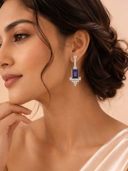 AANURA - Black Emerald Art Deco Earrings