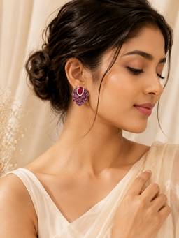 AANURA - Emerald Green Leaf Stud Earrings