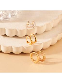Salty - Minimal Golden Hoop Earrings (Pack Of 3)