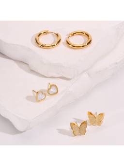Salty - Flutter Heart Earrings (Pack Of 3)